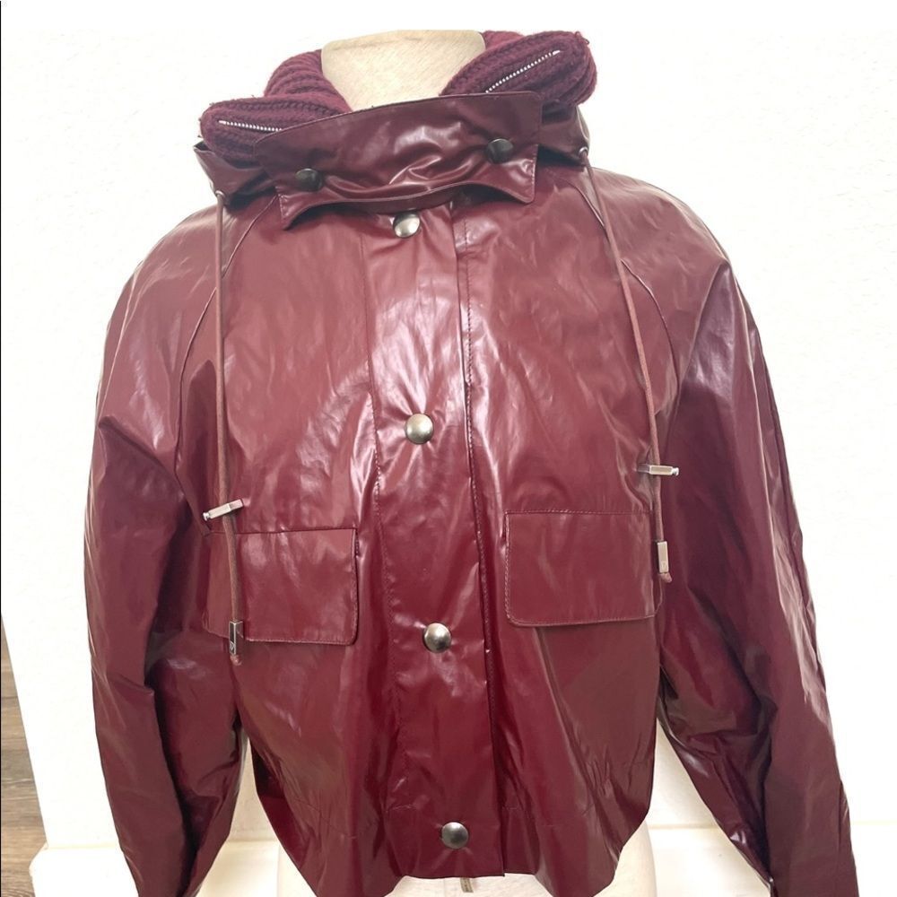 Dondup burgundy hooded rain jacket